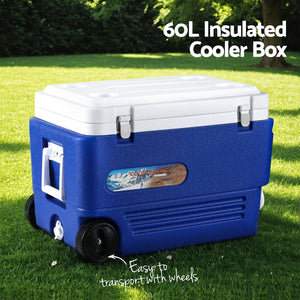 Glacio Ice Cooler Box | 60L Portable with Wheels | Camping Fridge