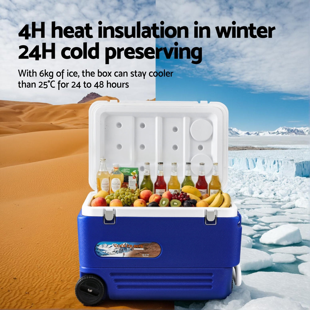 Glacio Ice Cooler Box | 60L Portable with Wheels | Camping Fridge