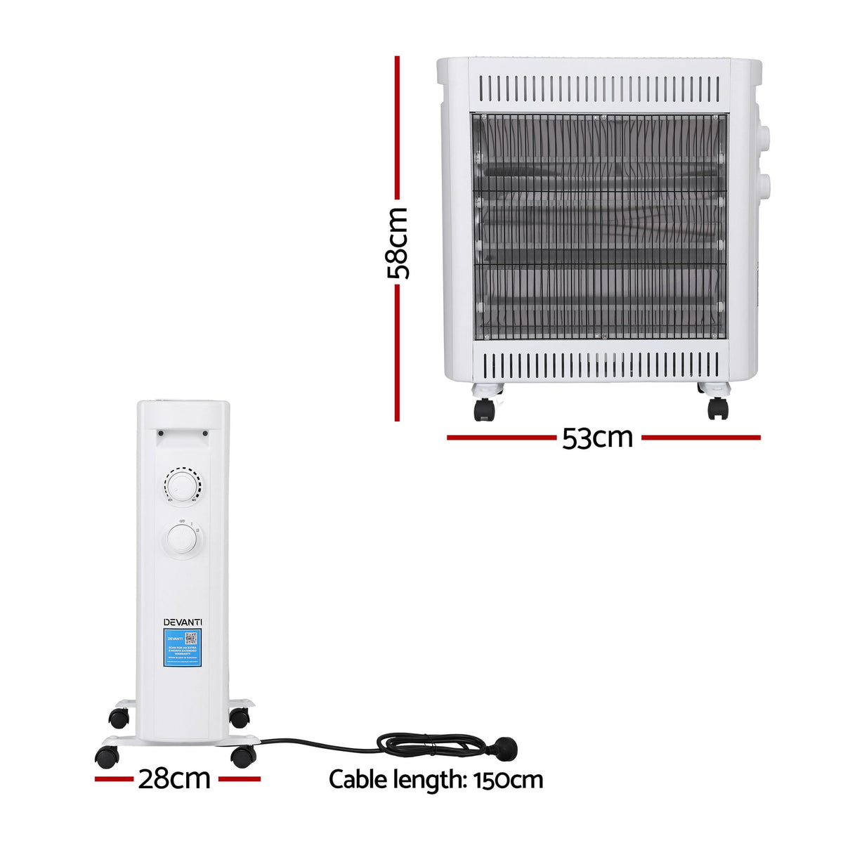 2200W Infrared Radiant Heater | Portable Electric Space Heater | White