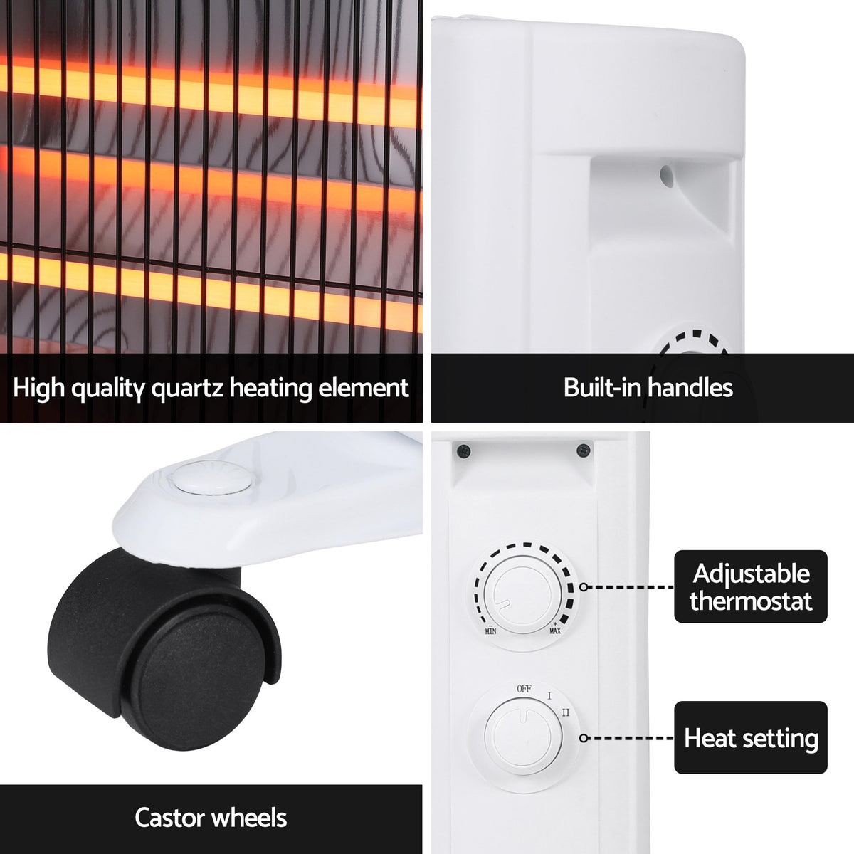 2200W Infrared Radiant Heater | Portable Electric Space Heater | White