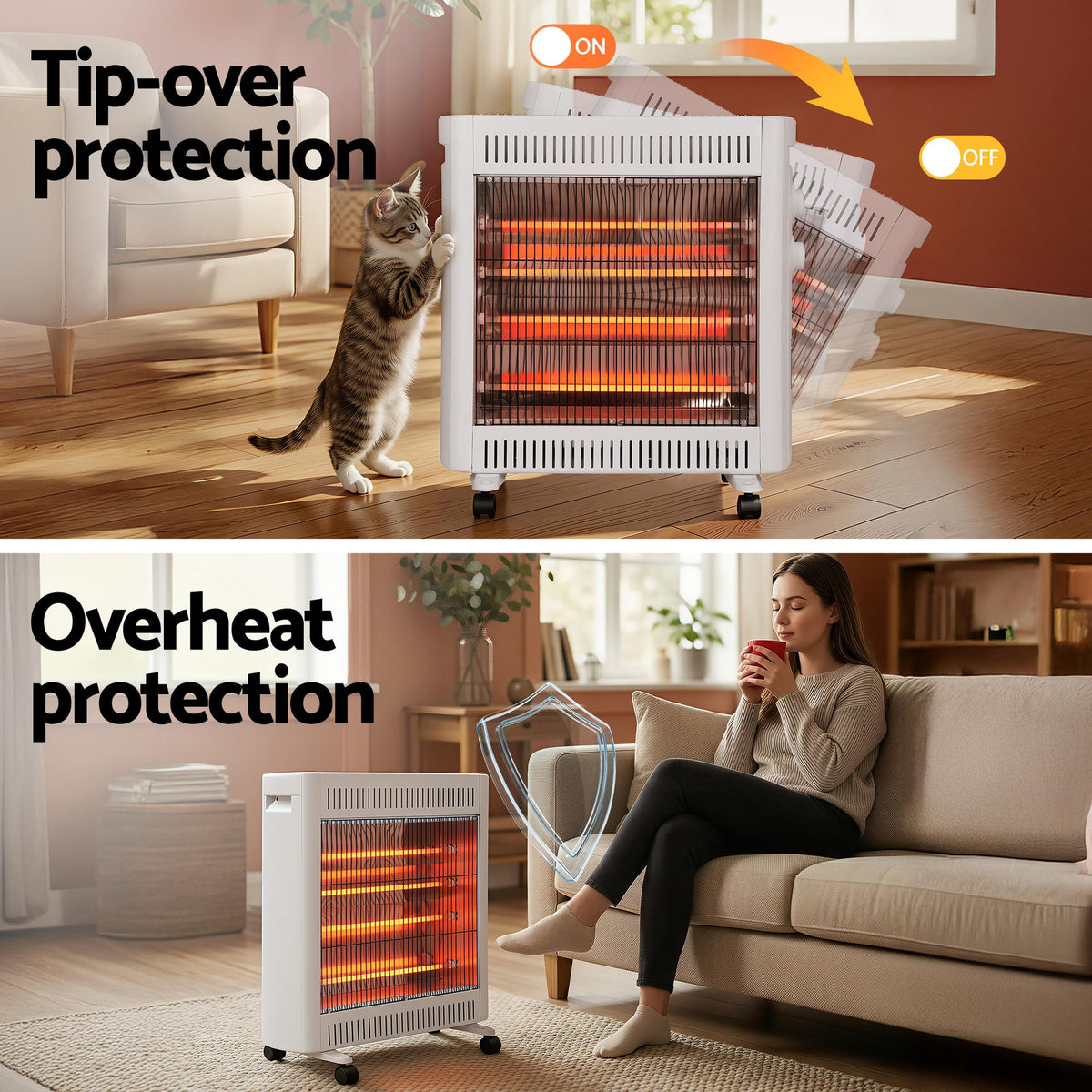 2200W Infrared Radiant Heater | Portable Electric Space Heater | White