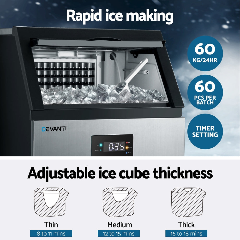 Devanti 60kg Ice Maker | Commercial Machine