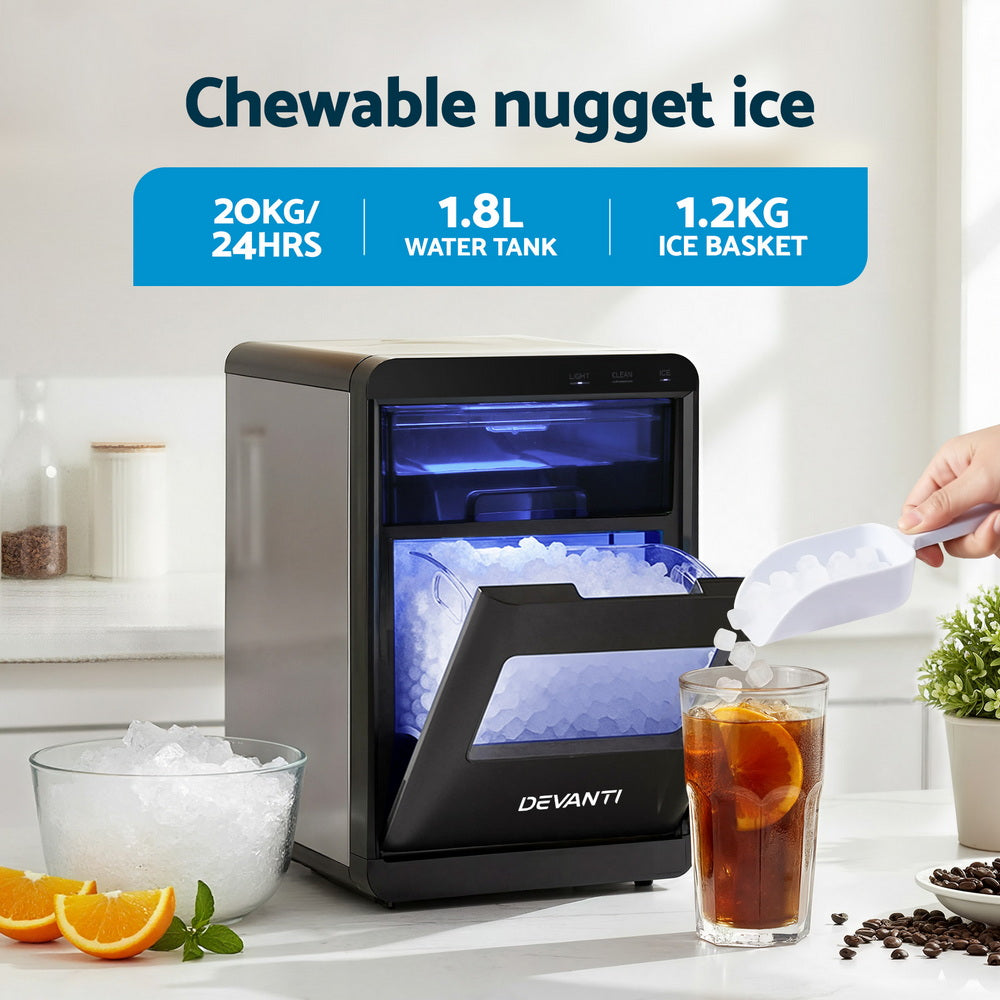 Nugget Ice Maker | 20kg | Self Cleaning | Countertop Chewable Ice