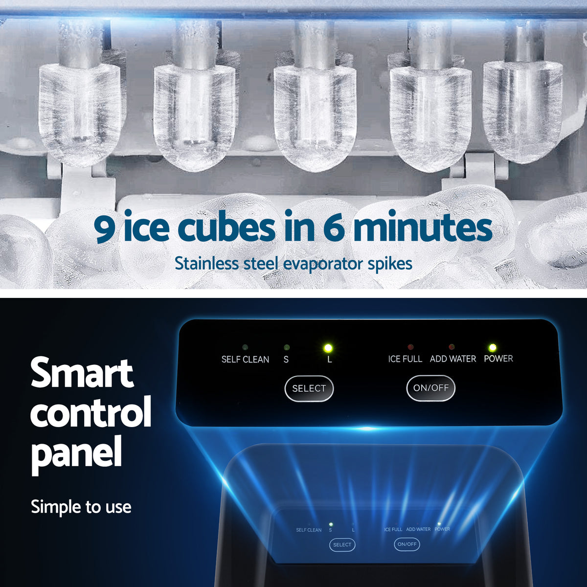 Portable Ice Maker | 12kg | Self Cleaning | 1.2L | Black