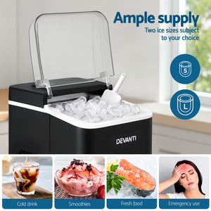 Portable Ice Maker | 12kg | Self Cleaning | 1.2L | Black
