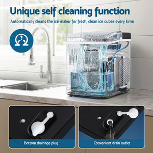 Portable Ice Maker | 12kg | Self Cleaning | 1.2L | Black