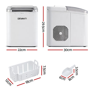 Countertop Ice Maker | 12kg | Self Cleaning | 1.2L | White