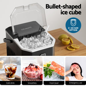 12kg Ice Maker Machine | 1.3L | Scoop Holder | Black | Efficient Ice Production