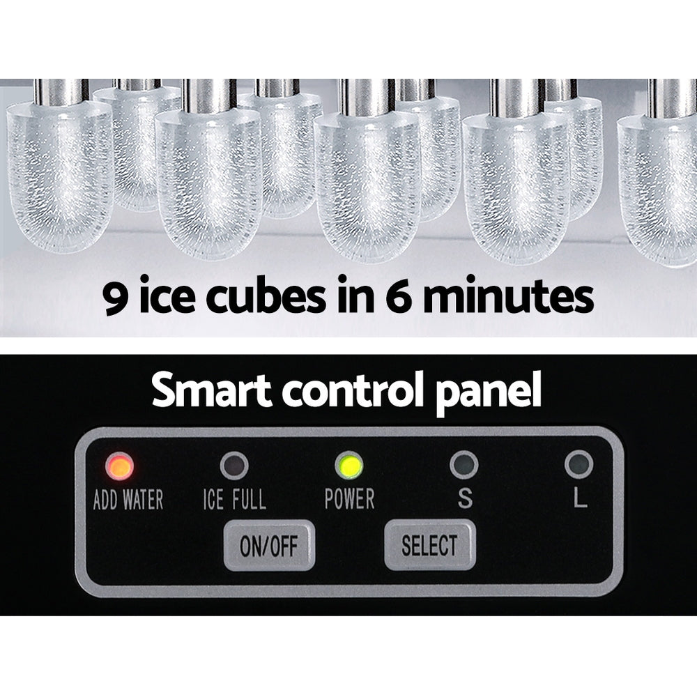 Devanti 12kg Ice Maker Machine | Self Cleaning | Silver