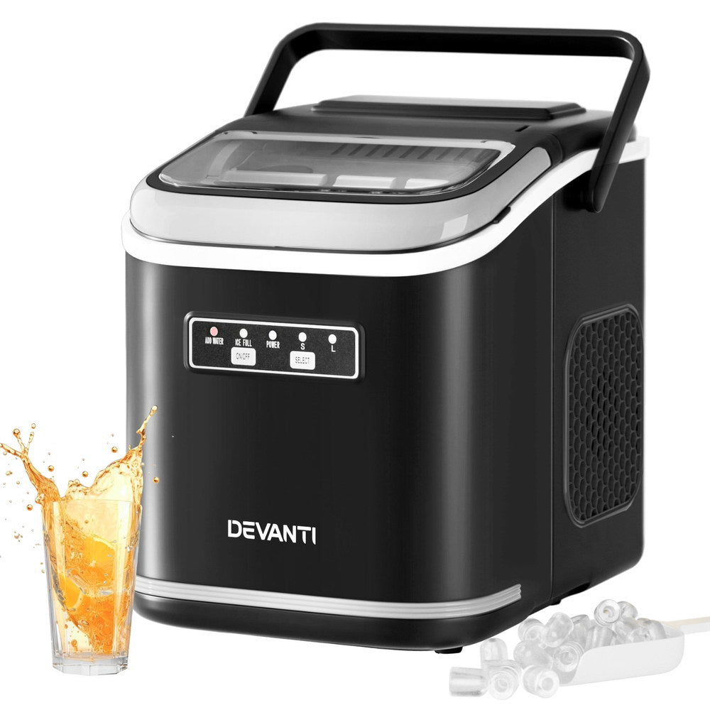 Devanti Ice Maker | Portable | 12kg | Self-Cleaning | Countertop | Black
