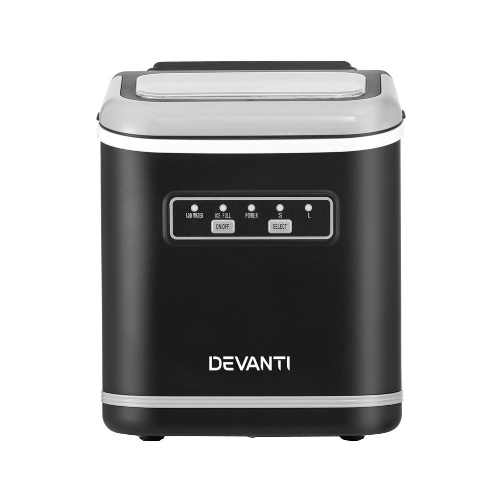 Devanti Ice Maker | Portable | 12kg | Self-Cleaning | Countertop | Black