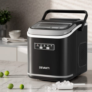 Devanti Ice Maker | Portable | 12kg | Self-Cleaning | Countertop | Black