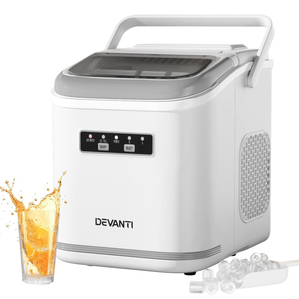 Devanti Ice Maker | Portable | 12kg | Self-Cleaning | Countertop | White