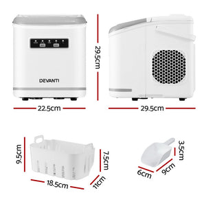Devanti Ice Maker | Portable | 12kg | Self-Cleaning | Countertop | White