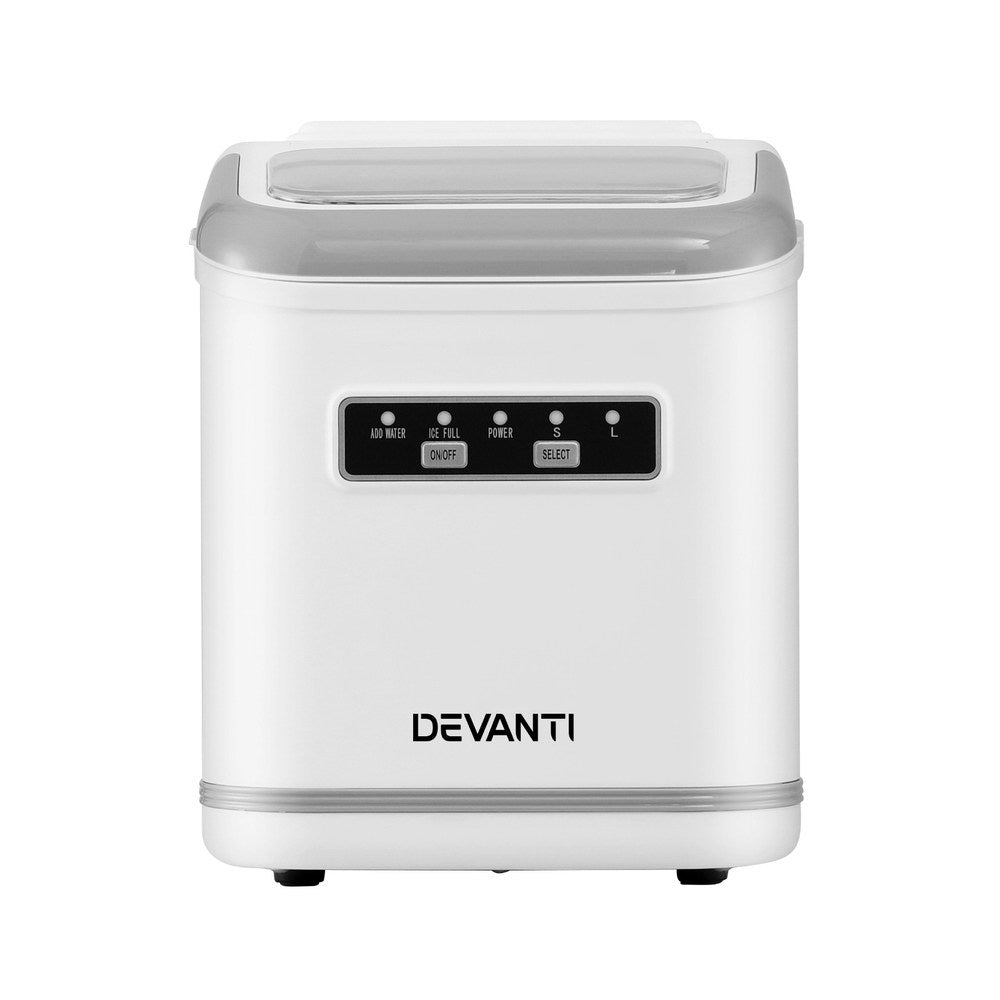 Devanti Ice Maker | Portable | 12kg | Self-Cleaning | Countertop | White