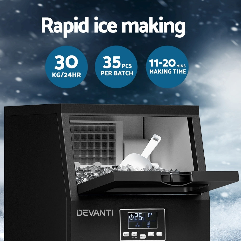 Devanti Commercial Ice Maker Cube Machine | 30kg