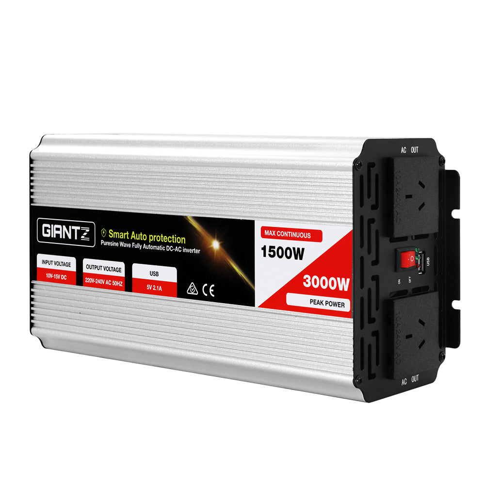 Giantz 1500W Pure Sine Wave DC-AC Power Inverter
