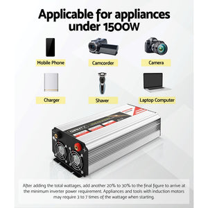Giantz 1500W Pure Sine Wave DC-AC Power Inverter