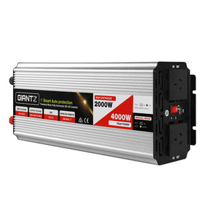Giantz Power Inverter | 2000W or 4000W | Pure Sine Wave | 12V-240V | Camping | Boat | Caravan