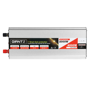 Giantz Power Inverter | 2000W or 4000W | Pure Sine Wave | 12V-240V | Camping | Boat | Caravan