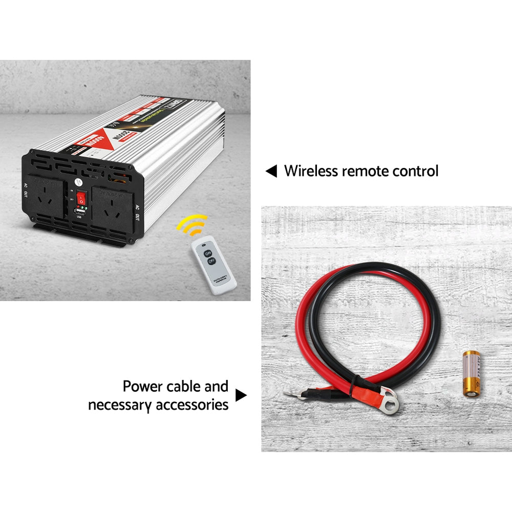 Giantz Power Inverter | 2000W or 4000W | Pure Sine Wave | 12V-240V | Camping | Boat | Caravan