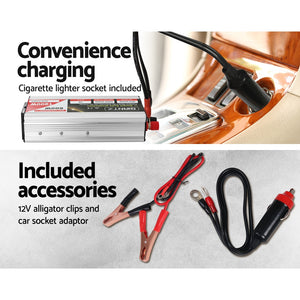 Giantz Power Inverter | 600W/1200W | 12V to 240V | Pure Sine Wave | Camping | Car | Boat