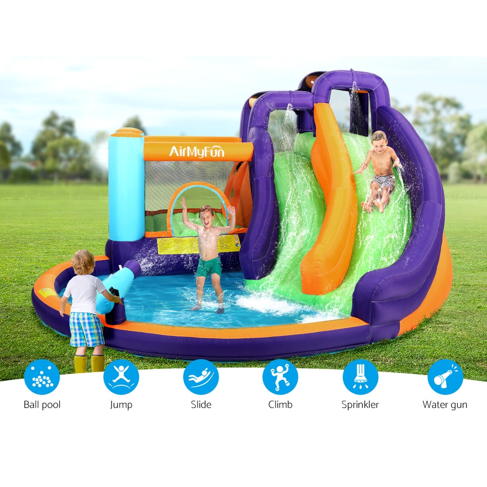 AirMyFun Inflatable Water Slide | Kids Jumping Trampoline Castle Double Slide
