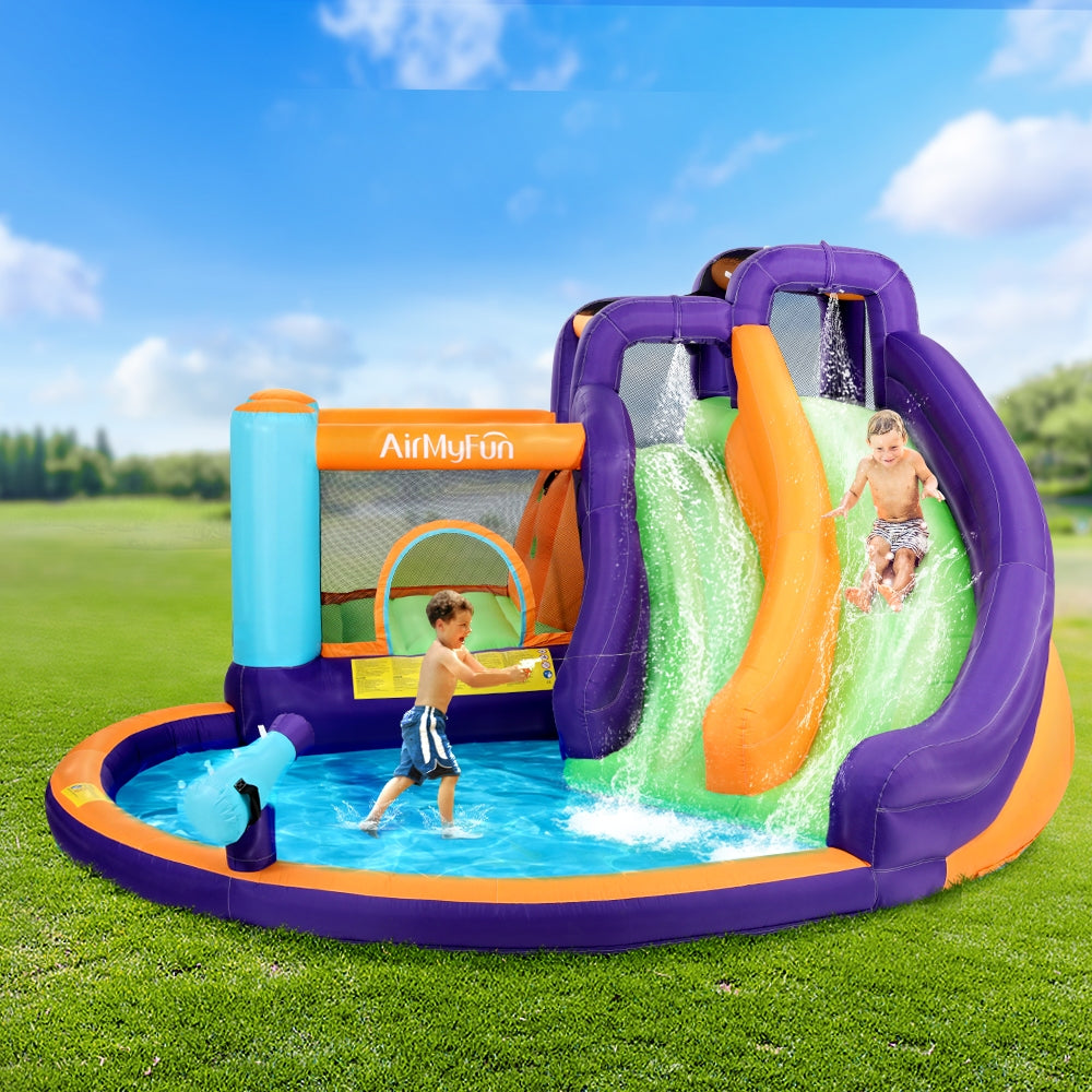 AirMyFun Inflatable Water Slide | Kids Jumping Trampoline Castle Double Slide