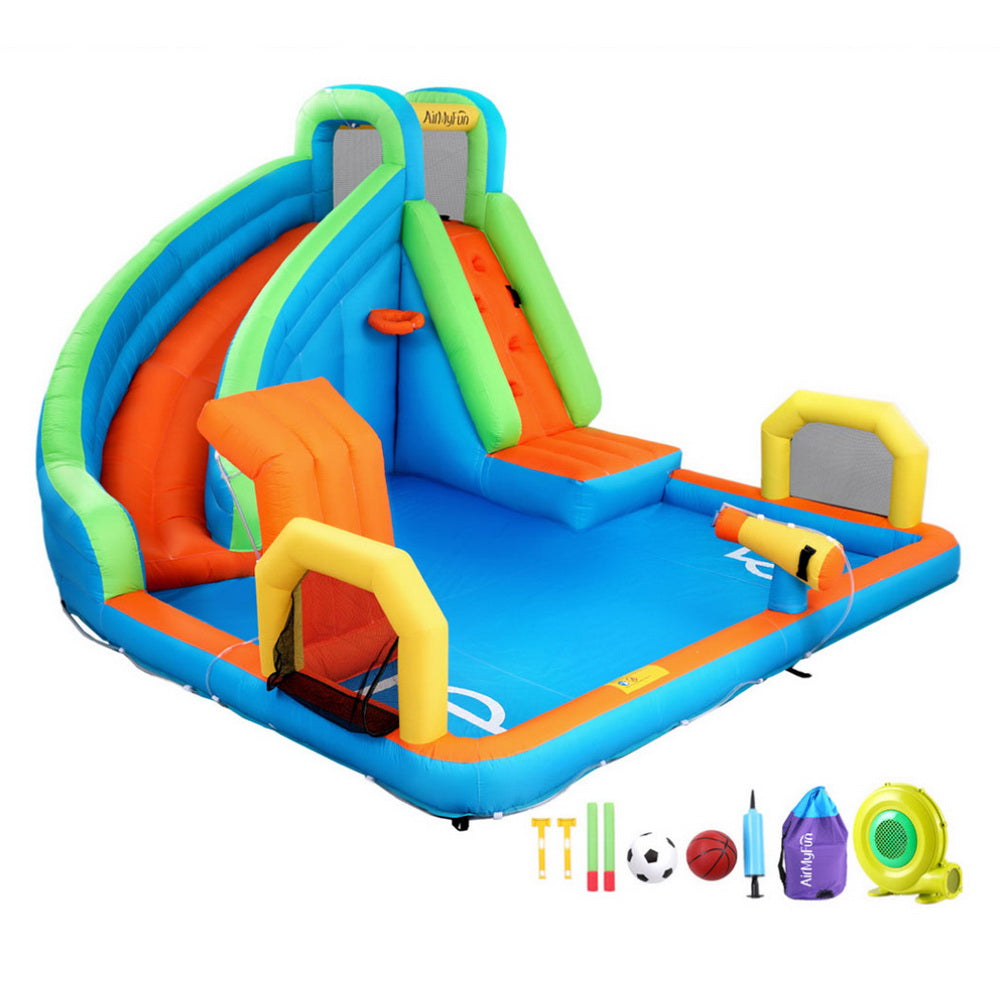 AirMyFun Kids Inflatable Water Slide | Splash Park with Cannon & Castle | 427x374cm