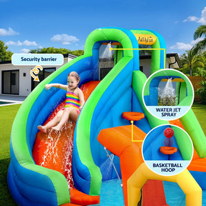 AirMyFun Kids Inflatable Water Slide | Splash Park with Cannon & Castle | 427x374cm