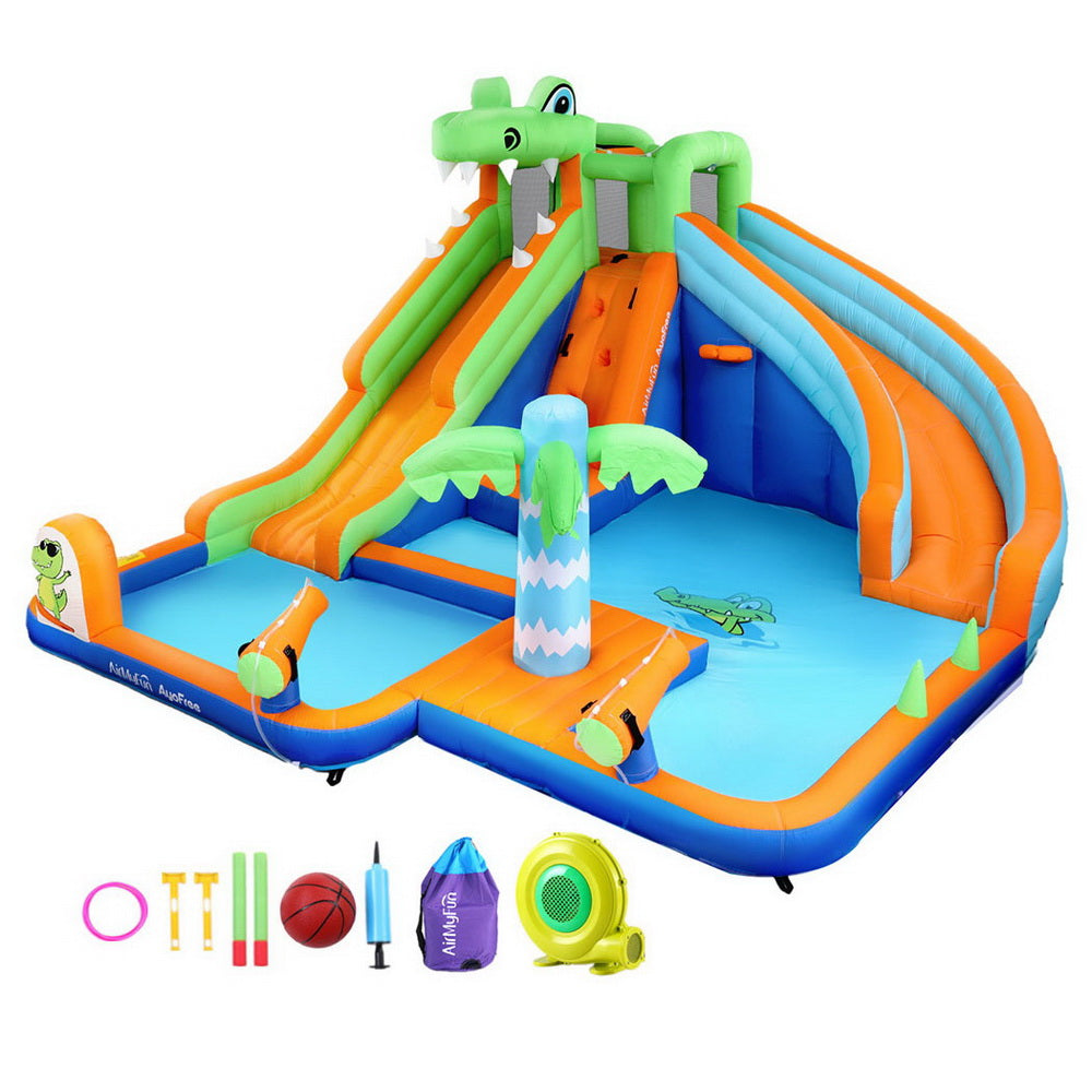 AirMyFun Kids Inflatable Water Park 465x430cm | Double Slide & Jumping Castle