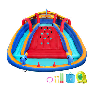 Kids Inflatable Water Park 408x386cm | Pool Slide with Cannon & Toss Game