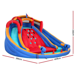 Kids Inflatable Water Park 408x386cm | Pool Slide with Cannon & Toss Game