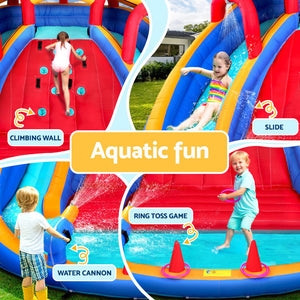 Kids Inflatable Water Park 408x386cm | Pool Slide with Cannon & Toss Game