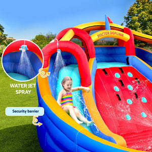 Kids Inflatable Water Park 408x386cm | Pool Slide with Cannon & Toss Game