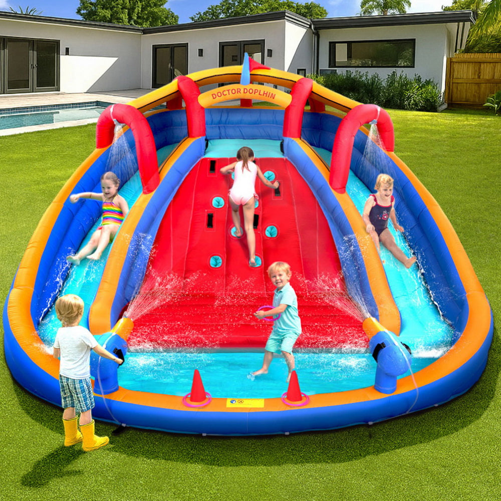Kids Inflatable Water Park 408x386cm | Pool Slide with Cannon & Toss Game