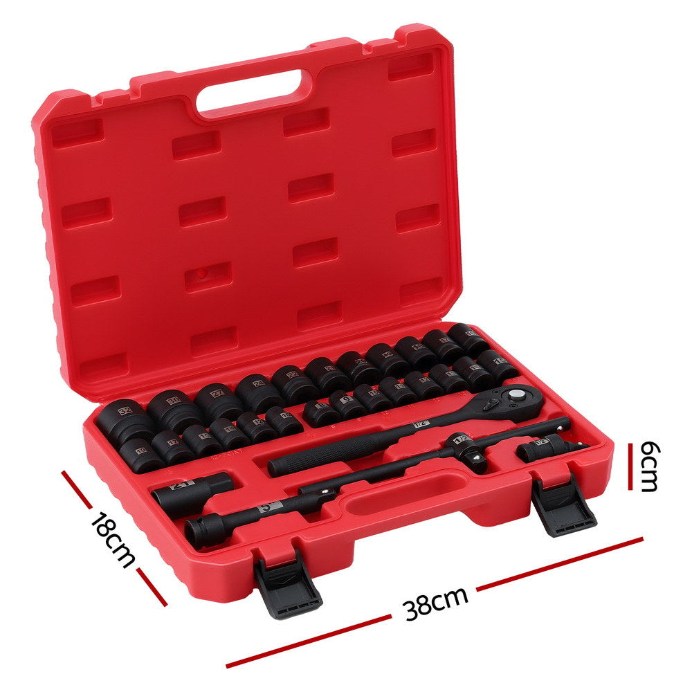 Socket Set | 30pc | 1/2" Drive | Cr-V Steel | 8–32mm