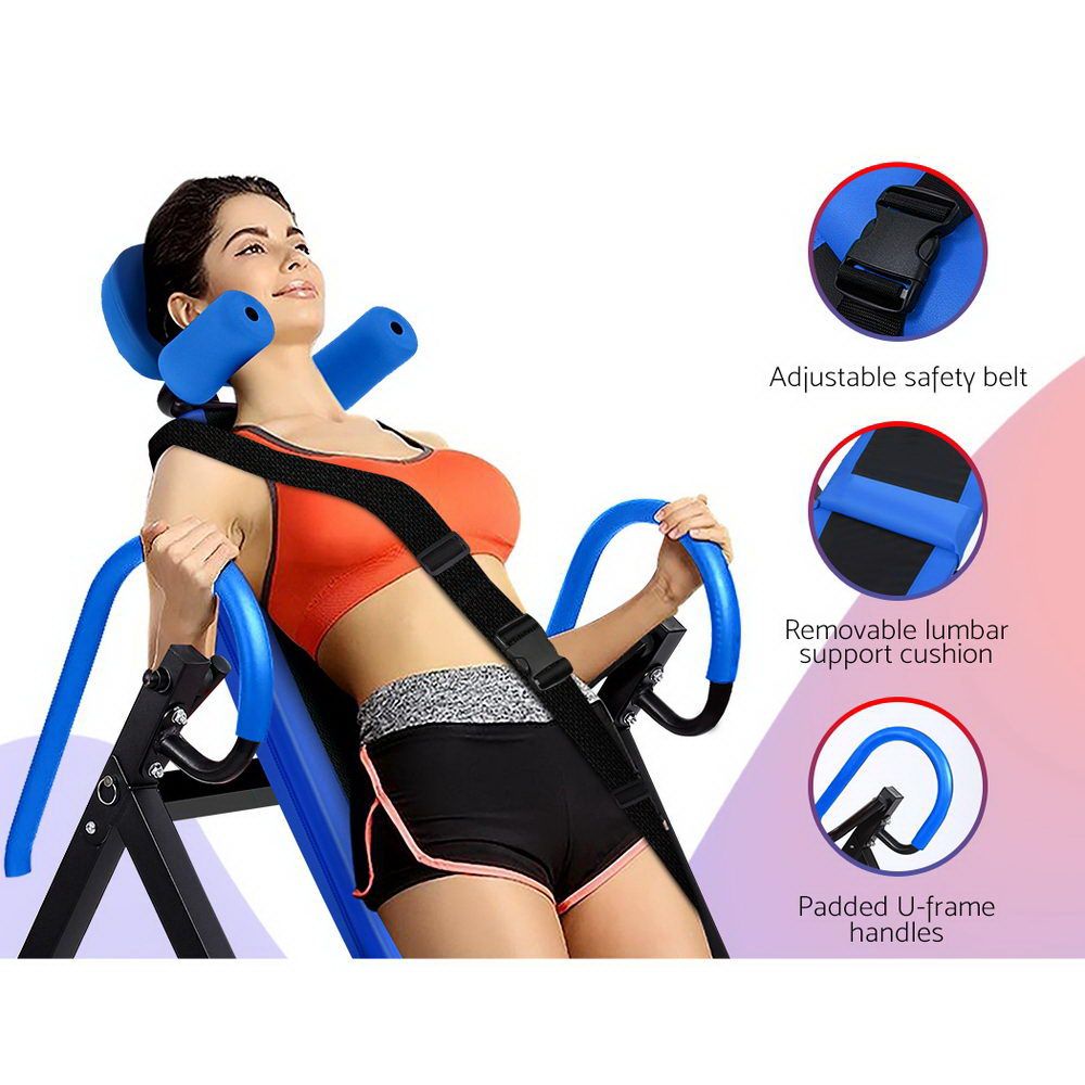 Everfit Inversion Table | Gravity Exercise Inverter | Back Stretcher | Home Gym | Blue