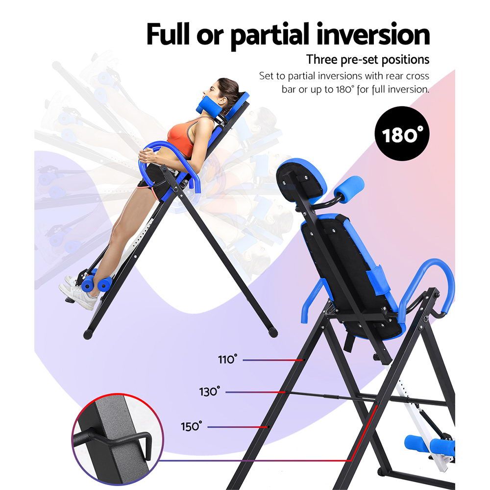 Everfit Inversion Table | Gravity Exercise Inverter | Back Stretcher | Home Gym | Blue