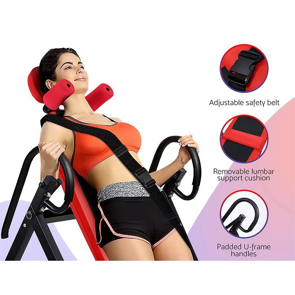 Everfit Inversion Table | Gravity Exercise Inverter | Back Stretcher | Home Gym | Red