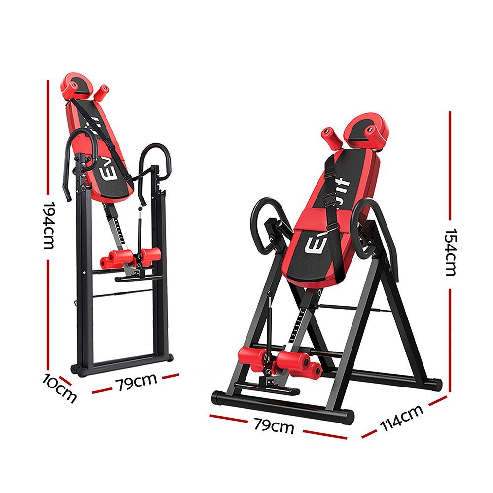 Everfit Inversion Table | Gravity Exercise Inverter | Back Stretcher | Home Gym | Red