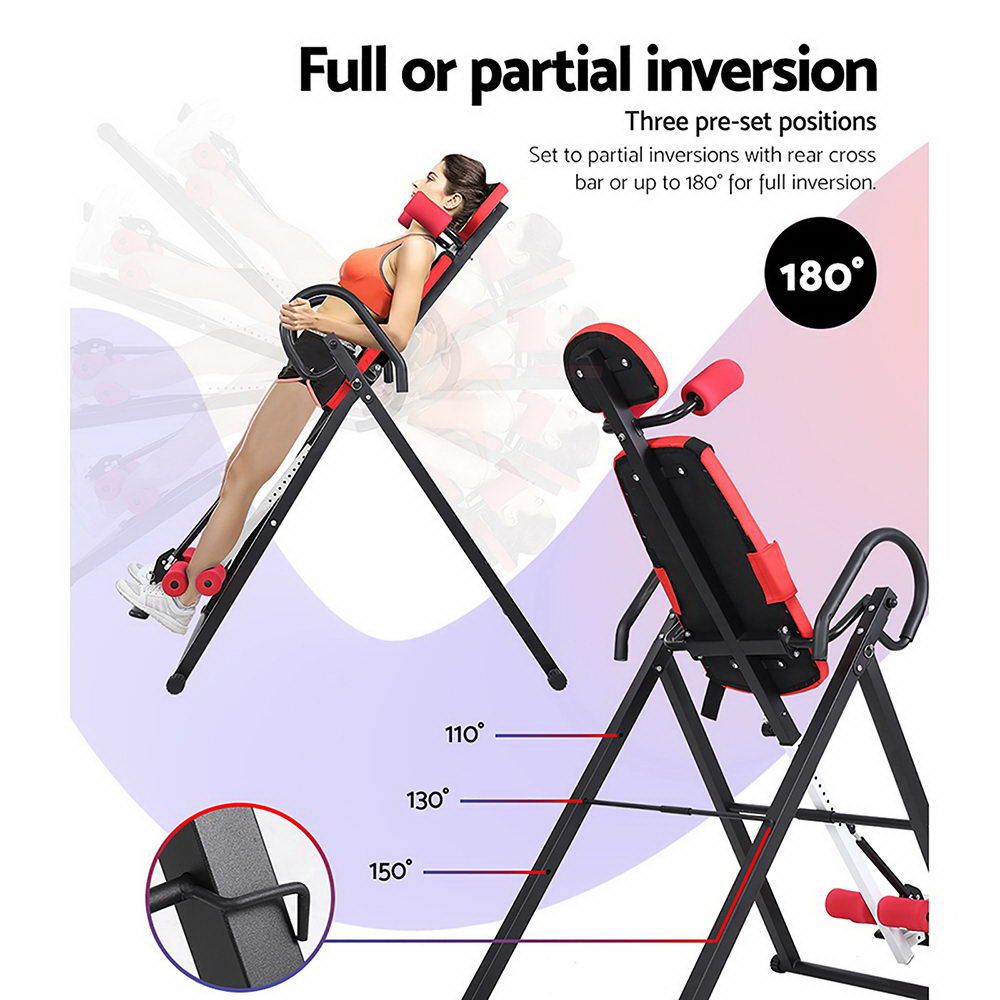 Everfit Inversion Table | Gravity Exercise Inverter | Back Stretcher | Home Gym | Red