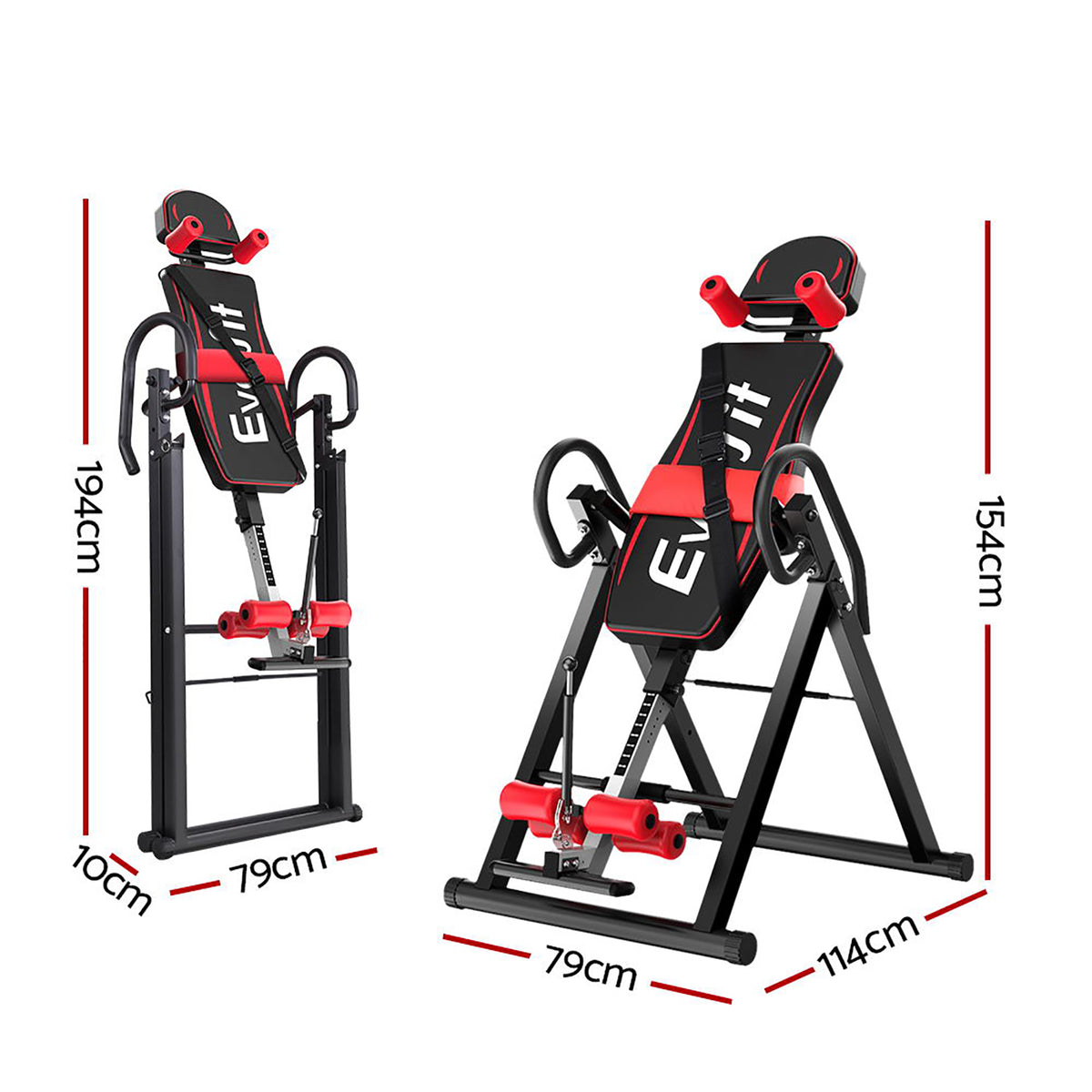 Everfit Inversion Table | Gravity Exercise Inverter | Back Stretcher | Home Gym | Black