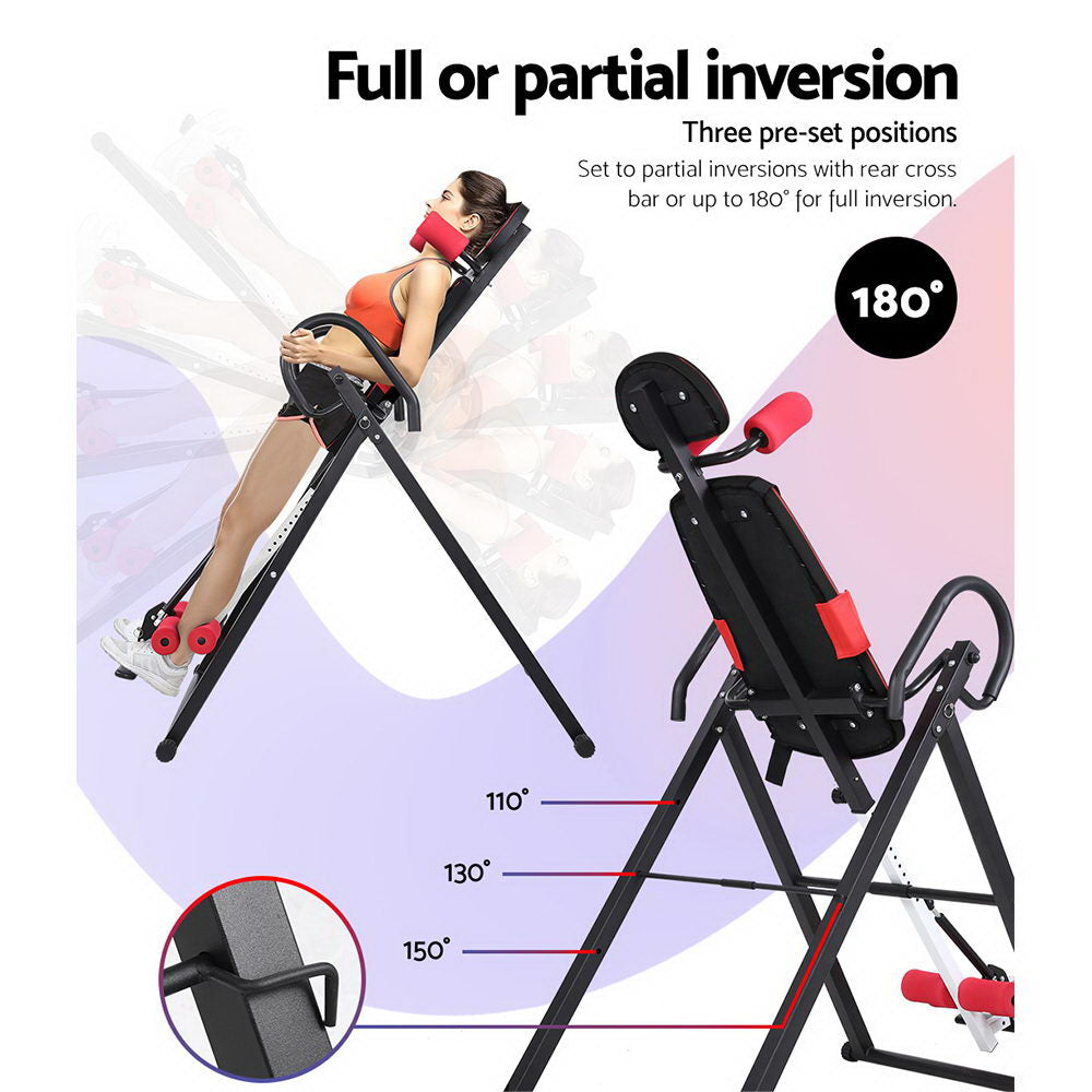 Everfit Inversion Table | Gravity Exercise Inverter | Back Stretcher | Home Gym | Black