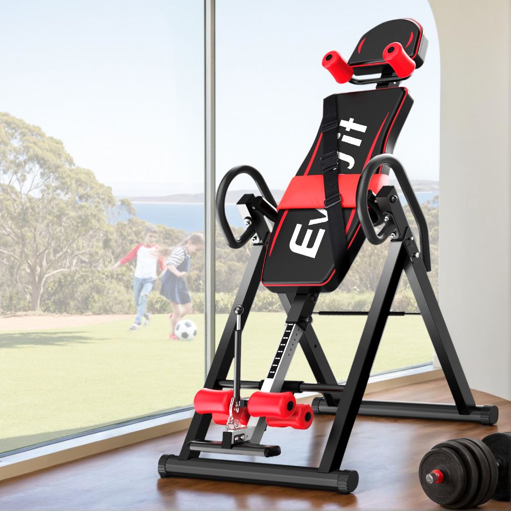 Everfit Inversion Table | Gravity Exercise Inverter | Back Stretcher | Home Gym | Black