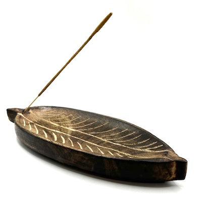Incense Stick Ash Catcher | Burnt Wood Leaf Design
