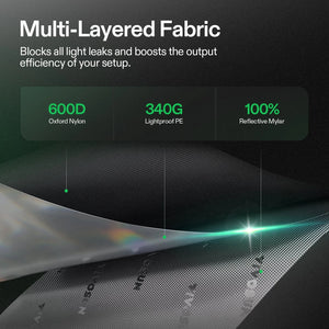 Indoor Grow Tent | 122cm x 122cm x 203cm | 600D Oxford | Lightproof Mylar Lined