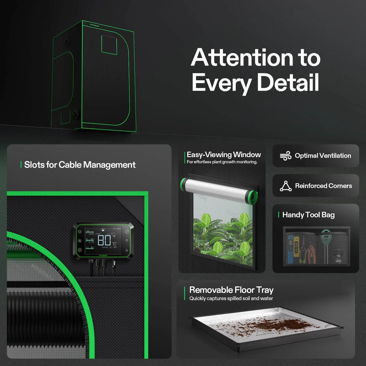 Indoor Grow Tent | 122cm x 122cm x 203cm | 600D Oxford | Lightproof Mylar Lined