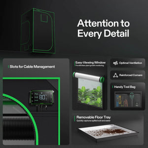 Indoor Grow Tent | 122cm x 122cm x 203cm | 600D Oxford | Lightproof Mylar Lined