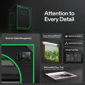 Indoor Grow Tent | 152cm x 152cm x 203cm | 600D Oxford | Lightproof Mylar Lined